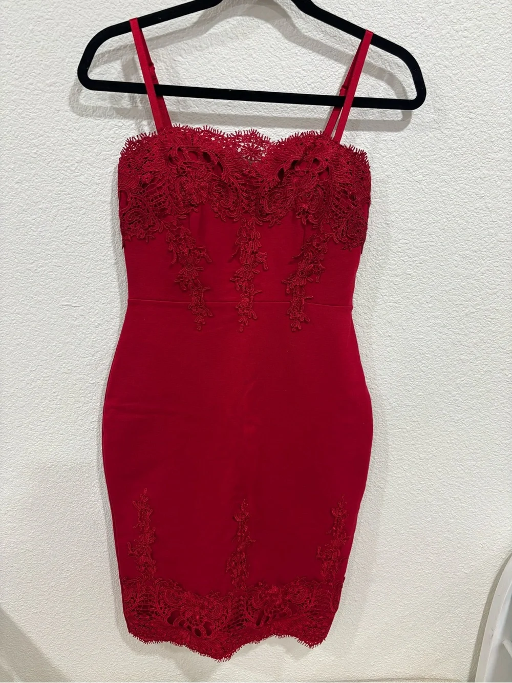 haute monde lace dress Haute Monde Red Lace Bodycon Dress